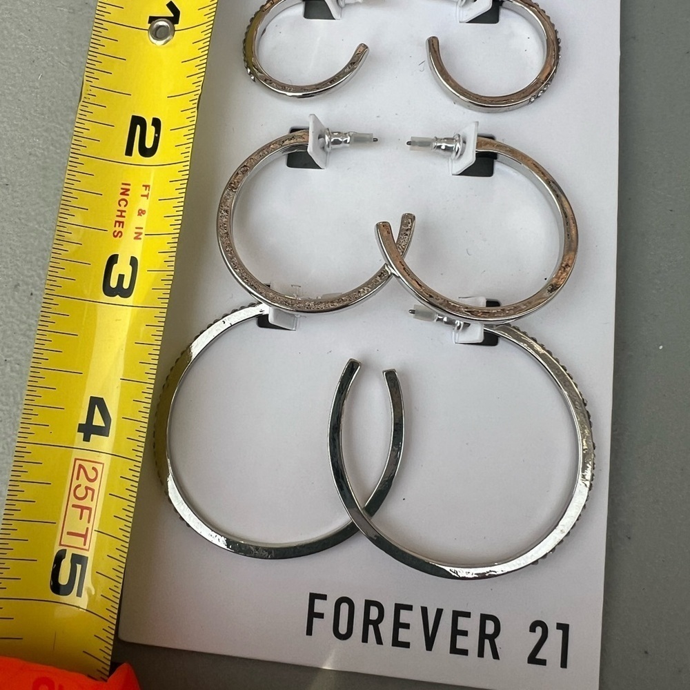 Forever 21 Silver Hoop Earring Set – 3 Sizes NWT - Picture 4 of 4